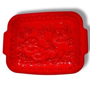 VTG Siliconezone Cake Pan Mold Upside Down Pineapple Design Rectangle Red B-4